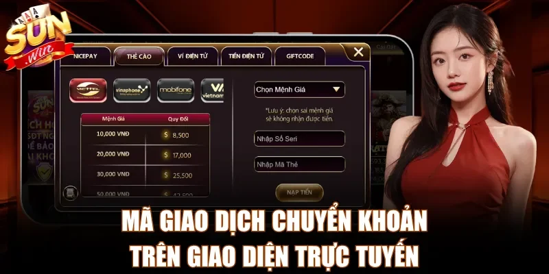 Mã giao dịch chuyển khoản trên giao diện trực tuyến